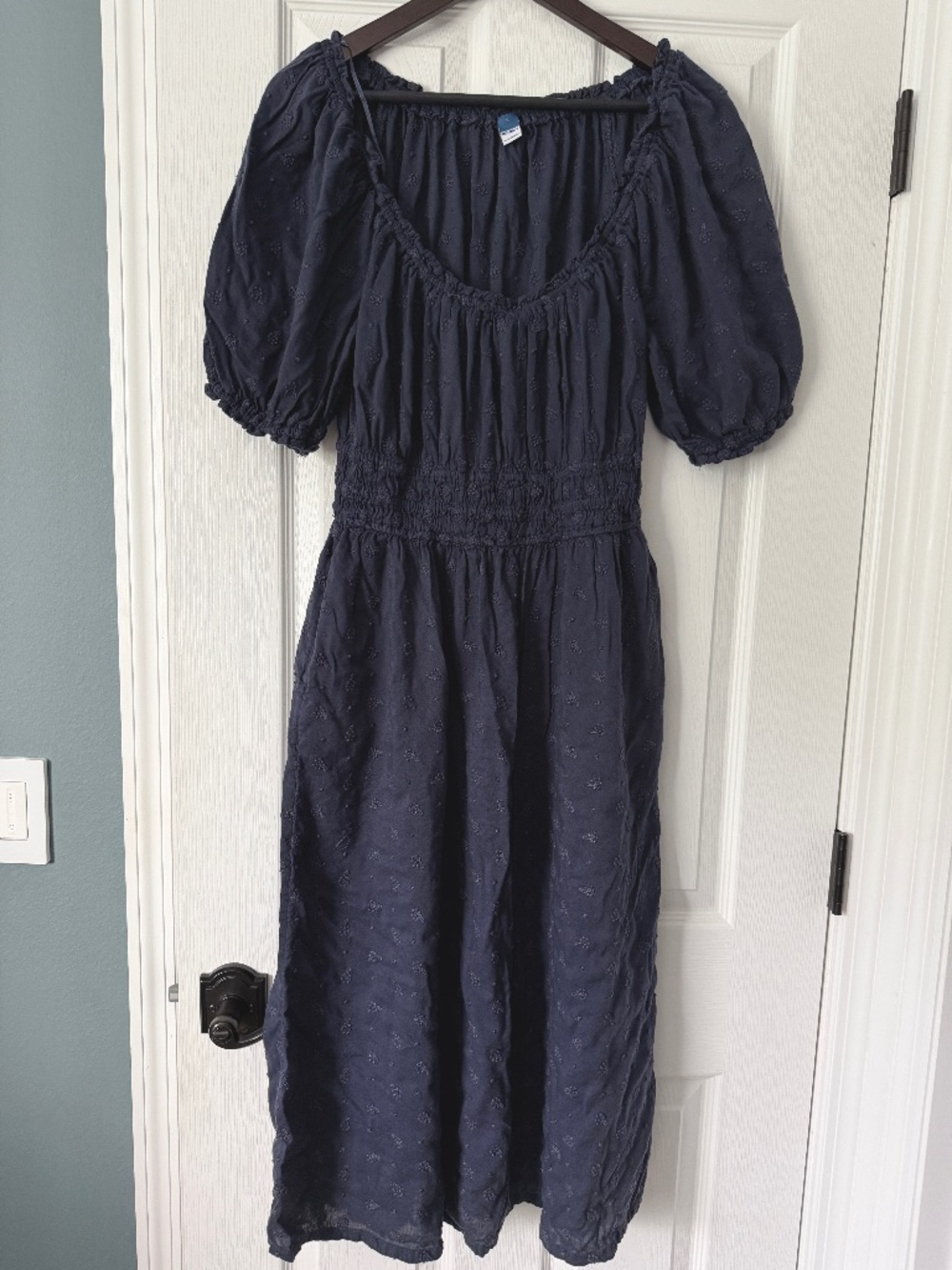 Old Navy dusky blue puff sleeve textured dress size S